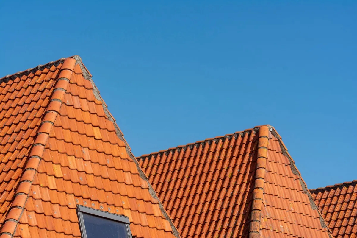Clay barrel tile rooflines on homes in West Allis, WI
